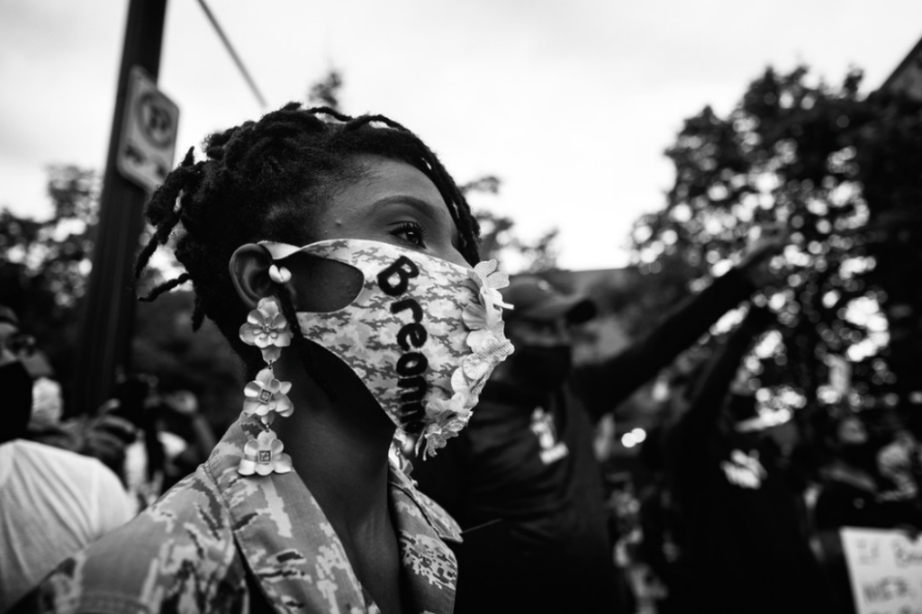 Sheila Pree Bright, The People's Uprising organization, Justice for Breonna Taylor, protesting the decision by the Kentucky grand jury to indict former officers in connection to the shooting death of Breonna Taylor, Atlanta, GA, 2020, Archival Inkjet Print, Edition 3/7, 14 x 21 in, 20½ x 27¼ in. (framed)